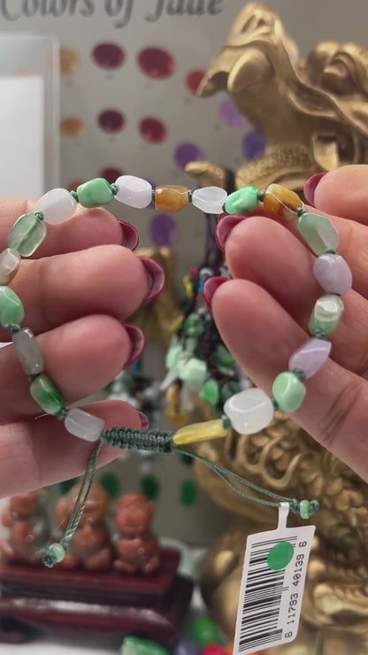 Rainbow Jade Freeform Beads Adjustable Bracelet Jade Jewelry