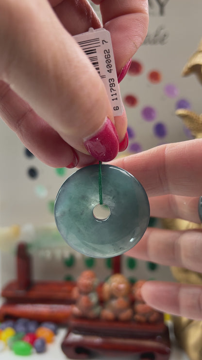 Blue-Green Guatemalan Jadeite Jade Loose Pi Disc Pendant Carving | Jade Donut | UPC #400627