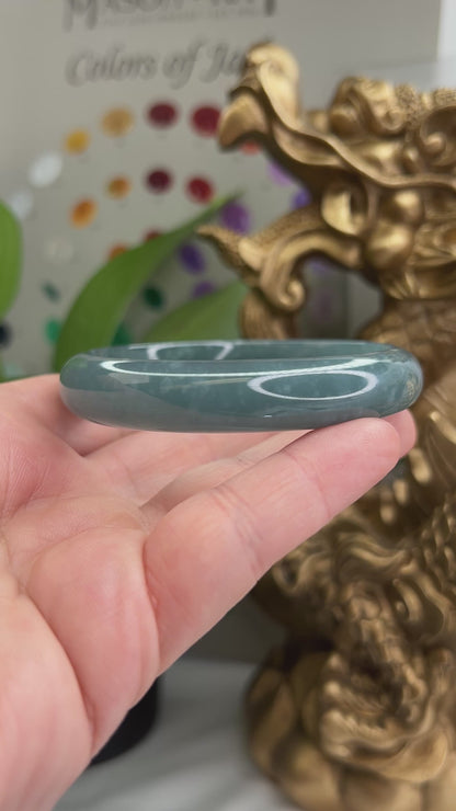 Guatemalan Blue-Green Jadeite Jade Half Round Bangle 57.7MM | UPC #398382