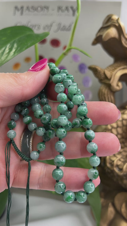 Green Jadeite Jade Adjustable Bead Necklace| UPC #397804