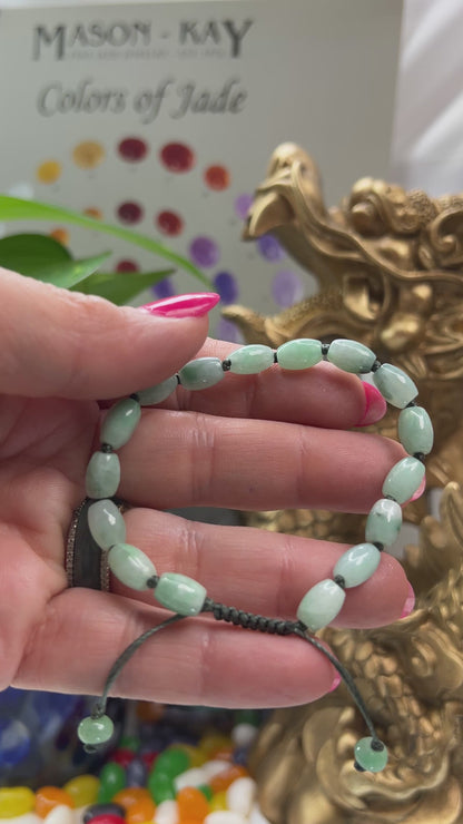 Adjustable Green Jadeite Jade Lotus Bead Bracelet | UPC #399167