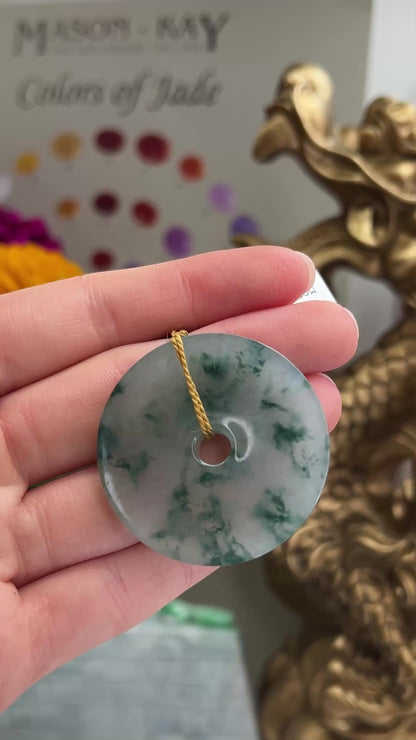 Icy Green Jadeite Jade Loose Pi Disc Pendant | Water Jade Donut | UPC #398276