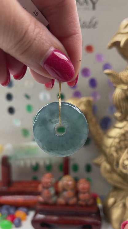 Blue-Green Guatemalan Jadeite Jade Loose Pi Disc Pendant Carving | Jade Donut | UPC #400665
