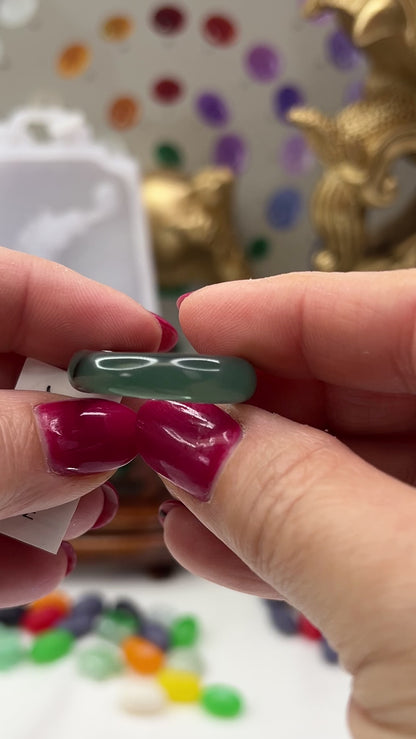 Blue Green Jadeite Jade Band Ring Finger Size 10.25 | UPC #403765