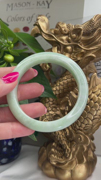 Green Jadeite Jade Half Round Bangle 58MM | UPC # 196605
