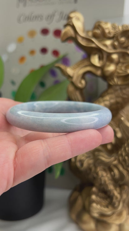 Guatemalan Blue-Lavender Jadeite Jade Half Round Bangle 56.6MM | UPC #398269