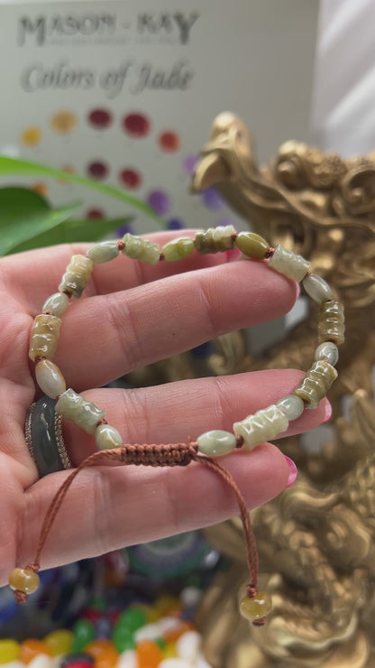 Adjustable Yellow Jadeite Jade Bead Bracelet | UPC #399143