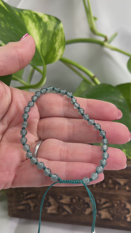 ICY BLUE GREEN JADEITE JADE ADJUSTABLE BEAD BRACELET UPC #392625