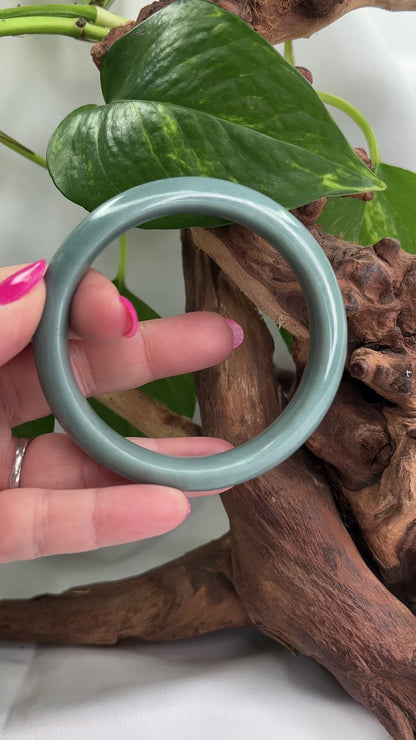 Bluie Green Jadeite Jade Half Round Bangle 60.7MM UPC #117556
