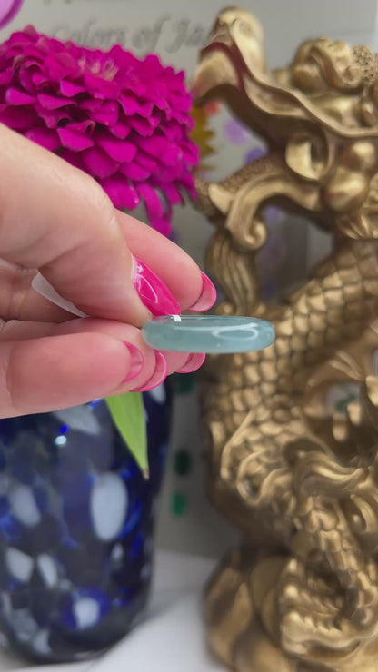 Blue Green Jadeite Jade Band Ring Finger Size 8.5 | UPC #395046