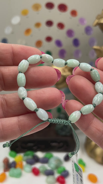 Green Jadeite Jade Adjustable Lotus Bead Bracelet | UPC #370128