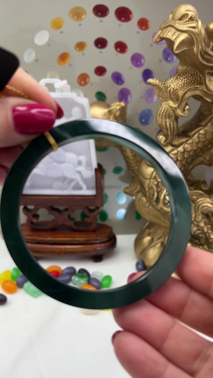 Guatemalan Blue-Green Jadeite Jade Flat Bangle 63.1MM | UPC #403307