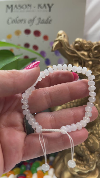 Adjustable Ice Jadeite Jade Roundel Bead Bracelet | UPC #399327