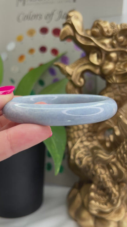 Guatemalan Blue-Lavender Jadeite Jade Half Round Bangle 61.7MM | UPC #398245