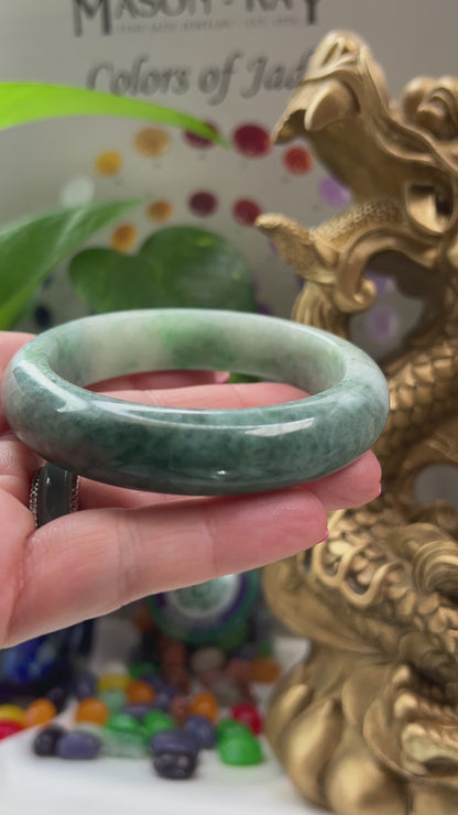 Green Jadeite Jade Half Round Bangle 57.4MM | UPC #377127