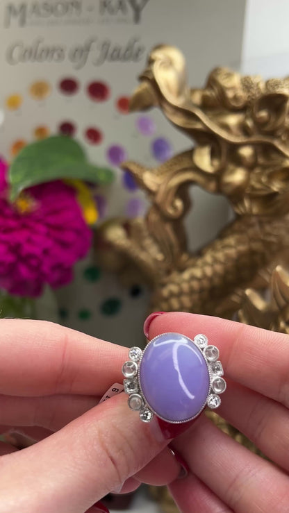 18K White Gold Lavender Jadeite Jade Cocktail Ring | UPC #341203