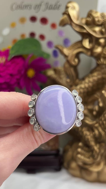 14K WHITE GOLD LAVENDER JADEITE JADE COCKTAIL RING UPC #388482