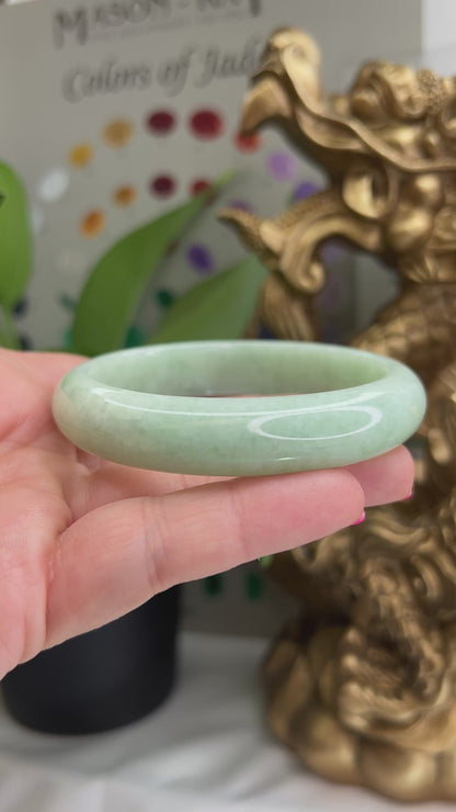 Green Jadeite Jade Half Round Bangle 57.1MM | UPC #279063