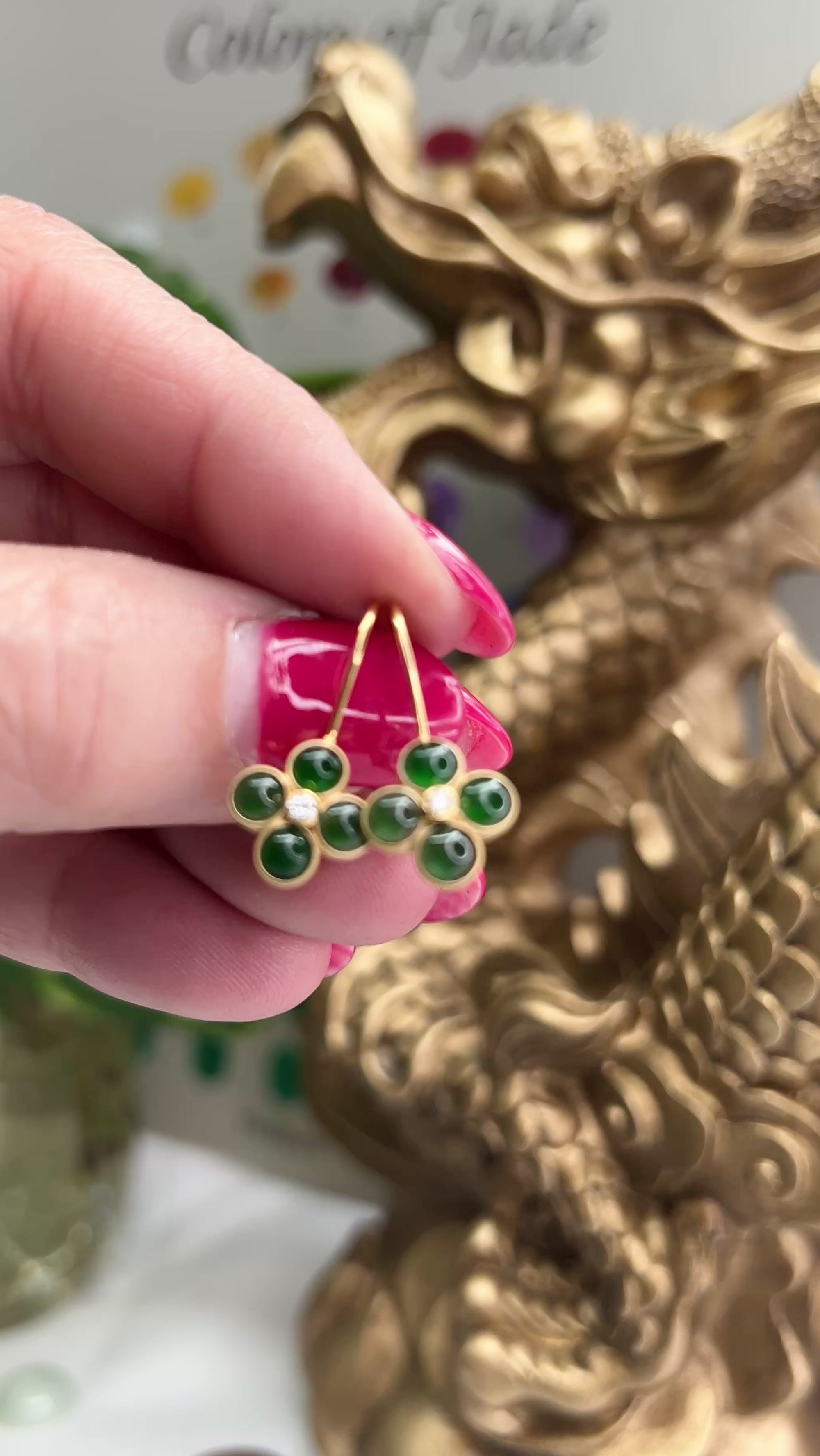 Green Jade Clover Earrings for Women – Mason-Kay Inc.