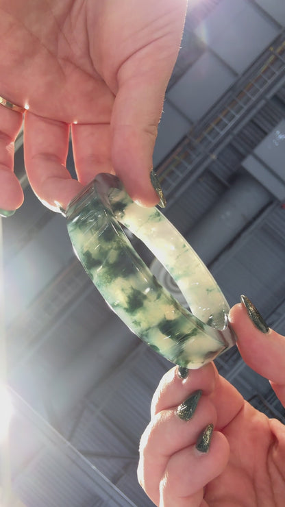 Blue Water Jadeite Jade Flat Bangle 60.5MM | UPC #304604