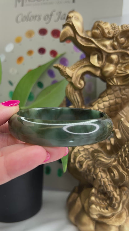 Green Jadeite Jade Half Round Bangle 61.1MM | UPC #030107