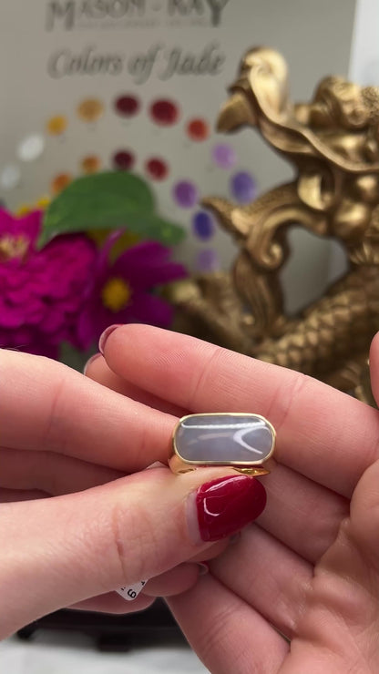 14K YELLOW GOLD LAVENDER JADEITE JADE SADDLE RING UPC #379077