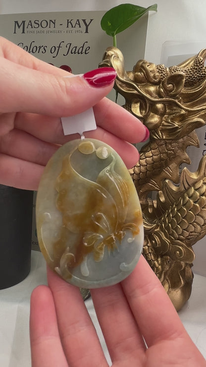 YELLOW JADEITE JADE LOOSE BUTTERFLY CARVING UPC #329195