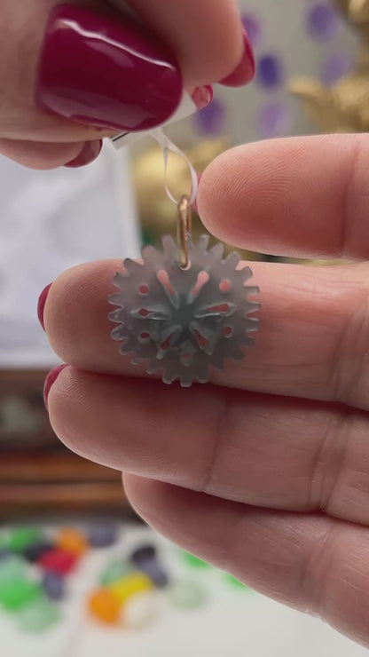 Blue Green Jadeite Jade Snowflake 14K Yellow Gold Pendant | Guatemalan Jade | UPC #403093