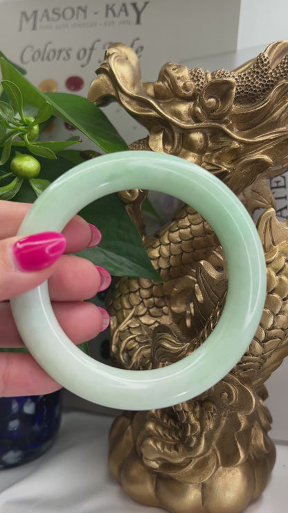 Large Green Jadeite Jade Cylindrical Bangle 61.5MM | UPC #135031