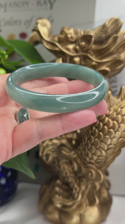 Guatemalan Blue-Green Jadeite Jade Half Round Bangle 58.7MM | UPC #070684