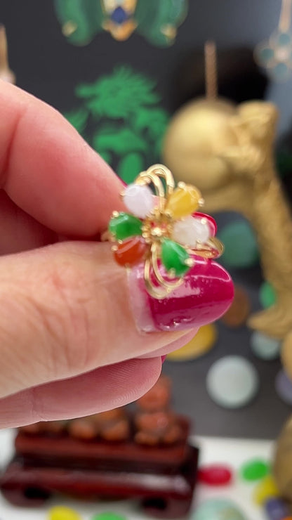 Vintage Rainbow Jadeite Jade 14k Yellow Gold Ring | UPC #405042