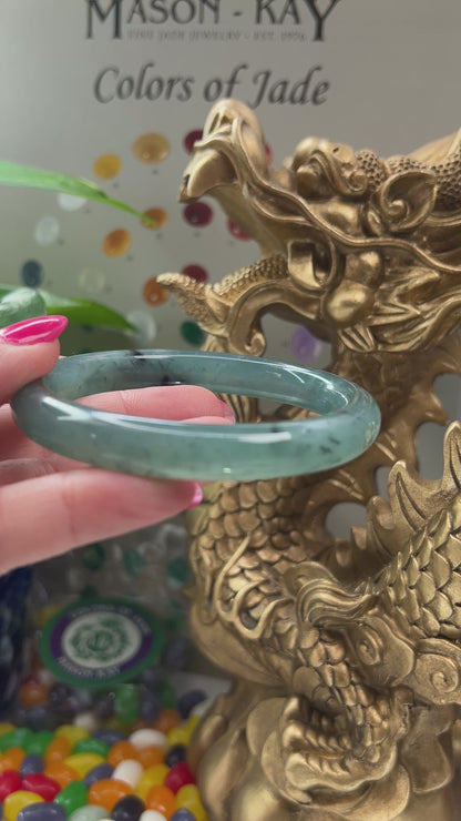 Guatemalan Blue-Green Jadeite Jade Half Round Bangle 60.5MM | UPC #138452