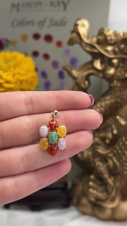 14K YELLOW GOLD RAINBOW JADEITE JADE PENDANT UPC #397200