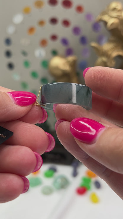 Guatemalan Blue Green Jadeite Jade Band Ring Finger Size 11.75 | UPC #407039