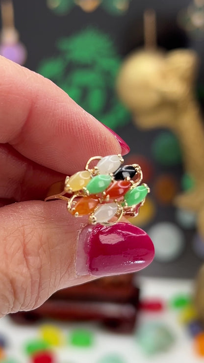 Vintage Rainbow Jadeite Jade 14k Yellow Gold Ring | UPC #405035