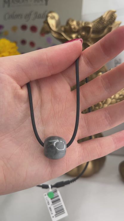 GREY JADEITE JADE BEAD SLIDE NECKLACE UPC #389120
