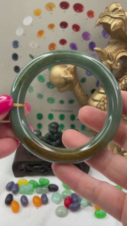 Green and Red Jadeite Jade Cylindrical Bangle 57.7MM | UPC #407183