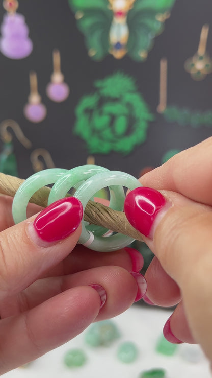 Green Jadeite Jade Band Ring | Various Finger Sizes | UPC #371057