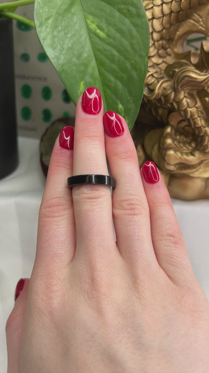 BLACK NEPHRITE FLAT JADE BAND RING FINGER SIZE 6.75 UPC #266551