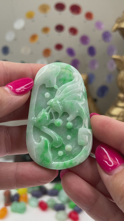 Loose Green Jadeite Jade Butterfly on Flower Carving| UPC #385504