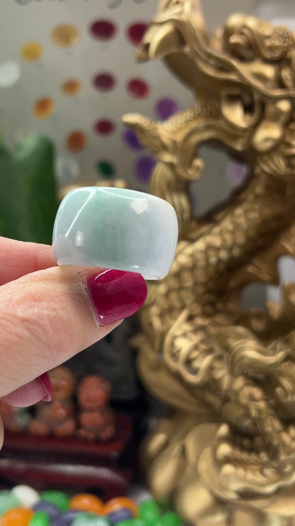 Green and Lavender Jadeite Jade Wide Band Ring Size 11.5 | UPC #387638