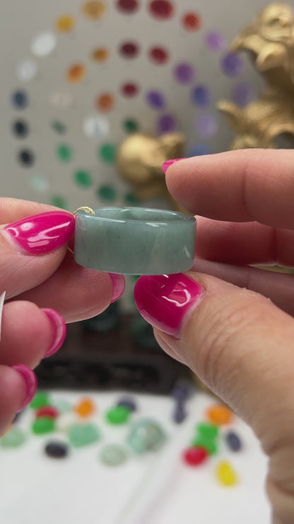 Guatemalan Blue Green Jadeite Jade Band Ring Finger Size 11.25 | UPC #395091