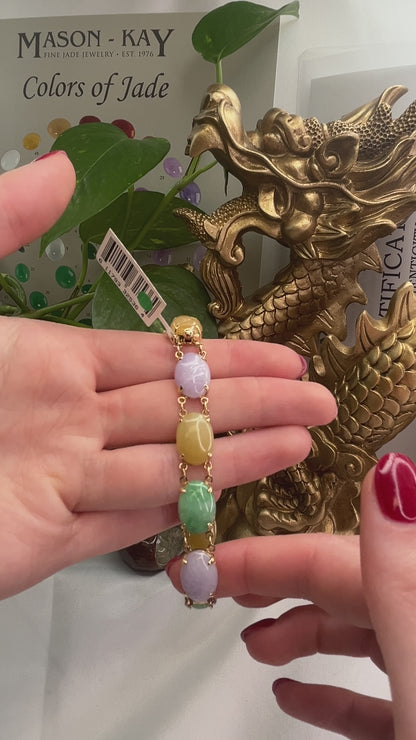 14K Yellow Gold Rainbow Jadeite Jade Bracelet | UPC #325364