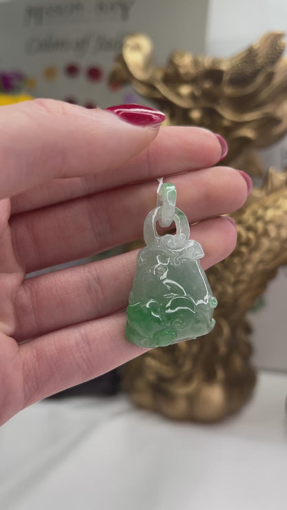 GREEN JADEITE JADE CARVED PENDANT WITH INTEGRAL BAIL UPC #384958