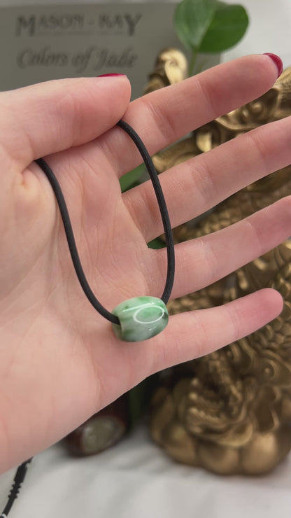 GREEN JADEITE JADE BARREL SLIDE NECKLACE UPC #103016