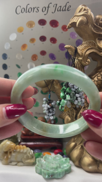 Green Jadeite Jade Half Round Bangle 61.7MM | UPC #401716