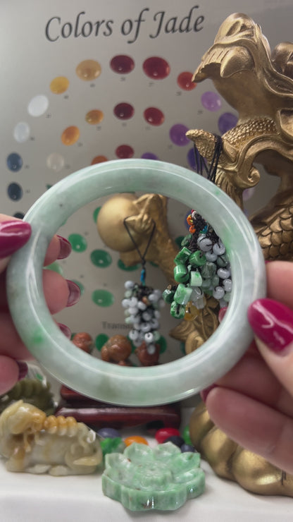 Green Jadeite Jade Cylindrical Bangle 57.8MM | UPC #372597