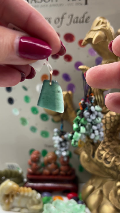 Blue Green Jadeite Jade Freeform 14K Yellow Gold Pendant | Guatemalan Jade | UPC #400801