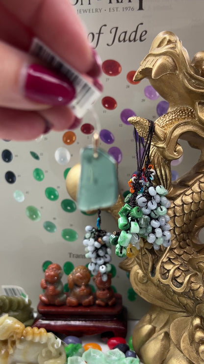 Blue Green Jadeite Jade Freeform 14K Yellow Gold Pendant | Guatemalan Jade | UPC #400849