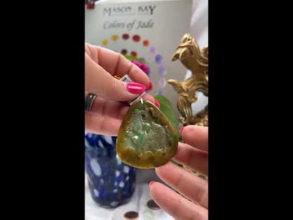 14K Yellow Gold Rainbow Jade Carving Pea Pod Pendant | UPC #388888